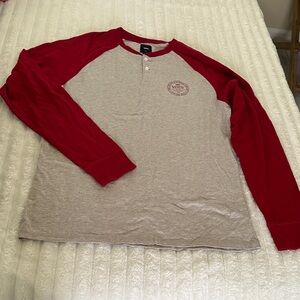 Vans Red and Gray Long Sleeve Henley